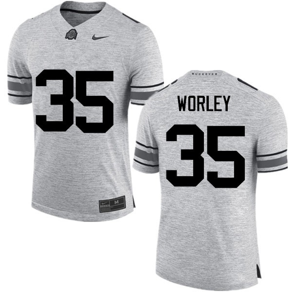 Ohio State Buckeyes #35 Chris Worley Men University Jersey Gray OSU2218